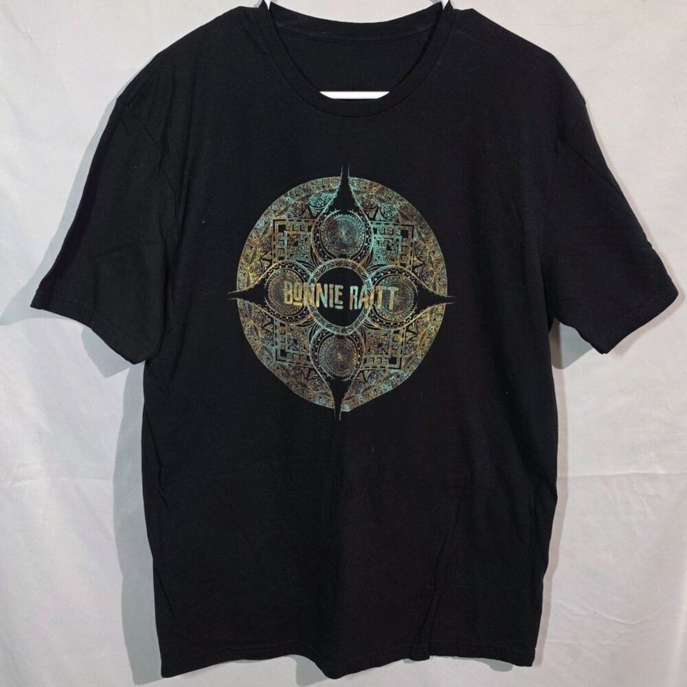Bonnie Raitt Tour Concert T-Shirt Black Graphic Print Tee Size L/XL
